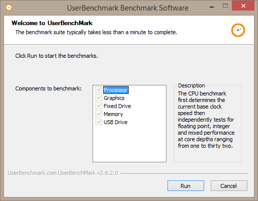 UserBenchmark-Optionen